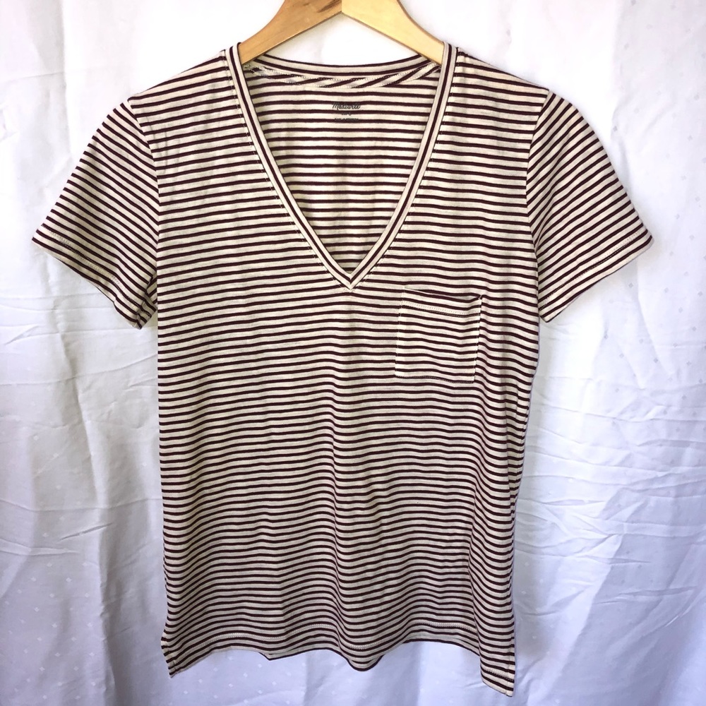 NWT Madewell Whisper V Neck Striped Tee